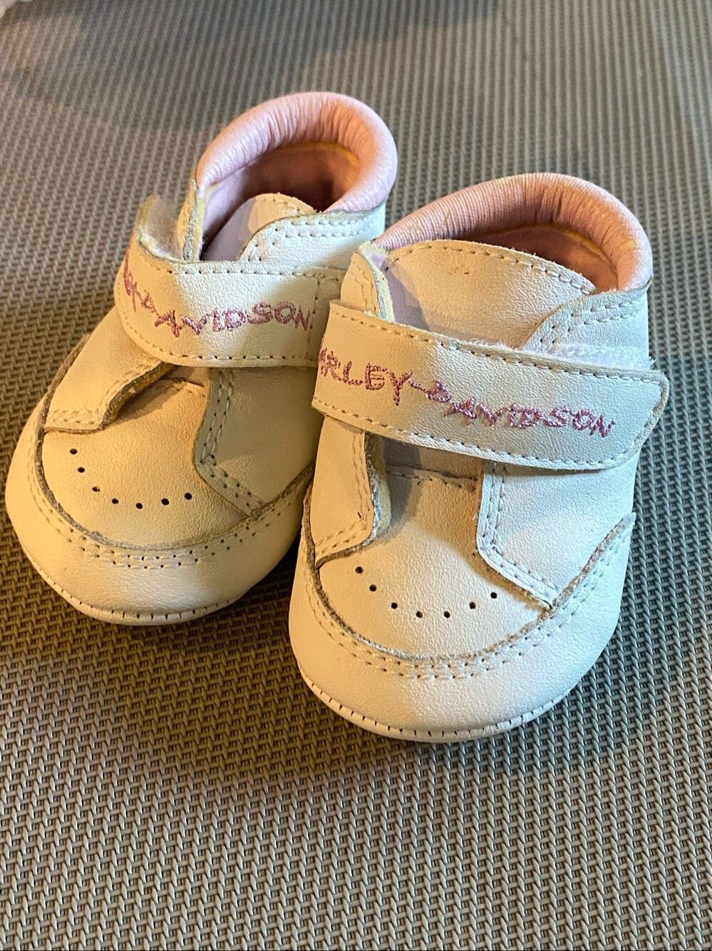 Harley Davidson Crib Shoes Girls XS White Pink Born to Ride Baby Sneakers